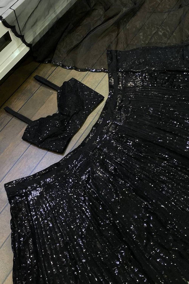 Black Sequin Art Silk Lehenga