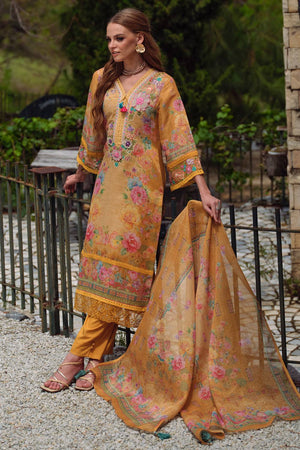 Yellow Embroidered Linen Kurti Pant Set (IDKH0YL11523)