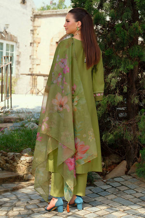 Green Embroidered Liva Kurti Pant Set (IDKH1GN11376)