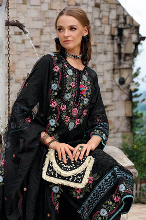 Black Embroidered Silk Blend Kurti Pant Set (IDKH9BK11535)