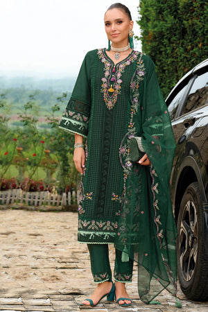 Green Floral Embroidered Silk Blend Kurti Pant Set (IDKH9GN11534)