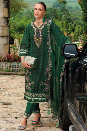 Green Floral Embroidered Silk Blend Kurti Pant Set (IDKH9GN11534)