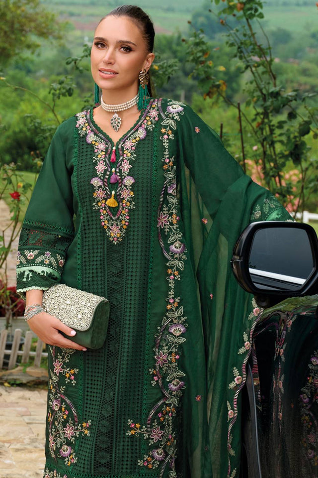 Green Floral Embroidered Silk Blend Kurti Pant Set (IDKH9GN11534)