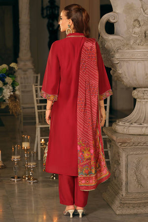 Pink Embroidered Silk Blend Kurti Pant Set (IDKH9PK12499)