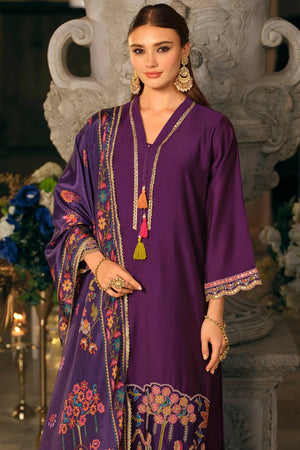 Violet Sequin Silk Blend Kurti Pant Set (IDKH9PR12501)
