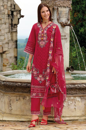Red Embroidered Silk Blend Kurti Pant Set (IDKH9RD11532)