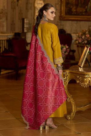 Yellow Embroidered Silk Blend Kurti Pant Set (IDKH9YL12316)