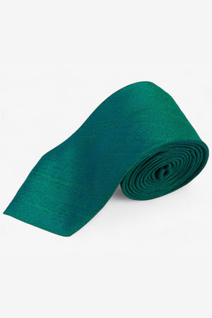 Green Ethnic Plain Silk Teal Green Tie