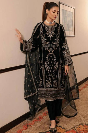 Black Sequin with Embroidered Silk Straight Cut Suits