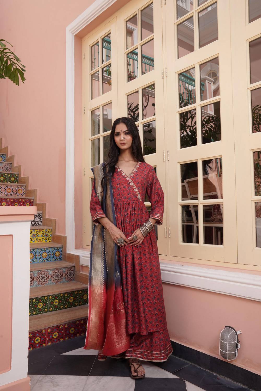 cotton ajrakh dress Cinnamon Ajrakh Fit and Flare Dress