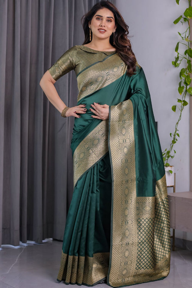 Green Zari Woven Art Silk Saree (JCQ1-GREEN)