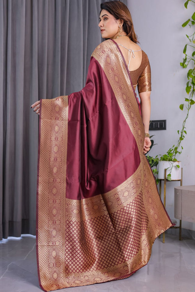 Maroon Zari Woven Art Silk Saree (JCQ1-MAROON)