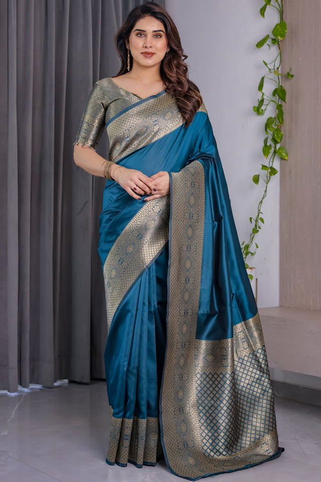 Turquoise Zari Woven Art Silk Saree (JCQ1-RAMA)