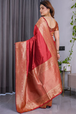 Red Zari Woven Art Silk Saree (JCQ1-RED)