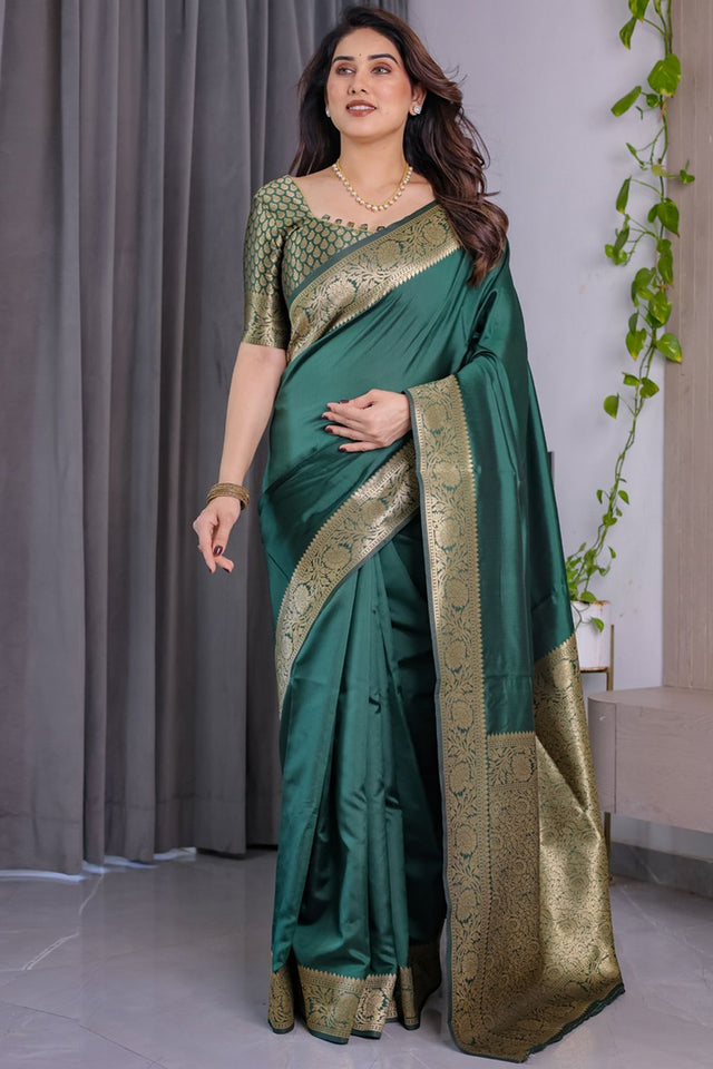 Green Zari Woven Art Silk Saree (JCQ2-GREEN)
