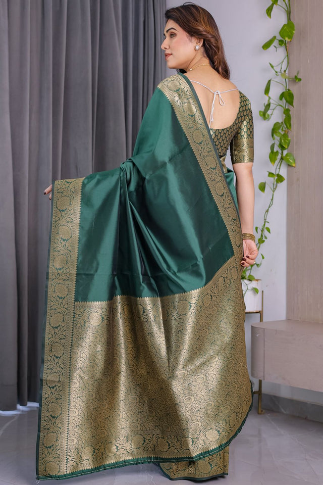 Green Zari Woven Art Silk Saree (JCQ2-GREEN)