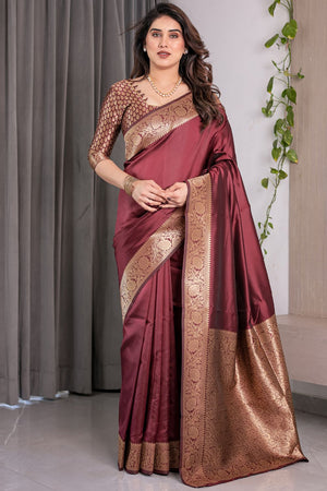 Maroon Zari Woven Art Silk Saree (JCQ2-MAROON)