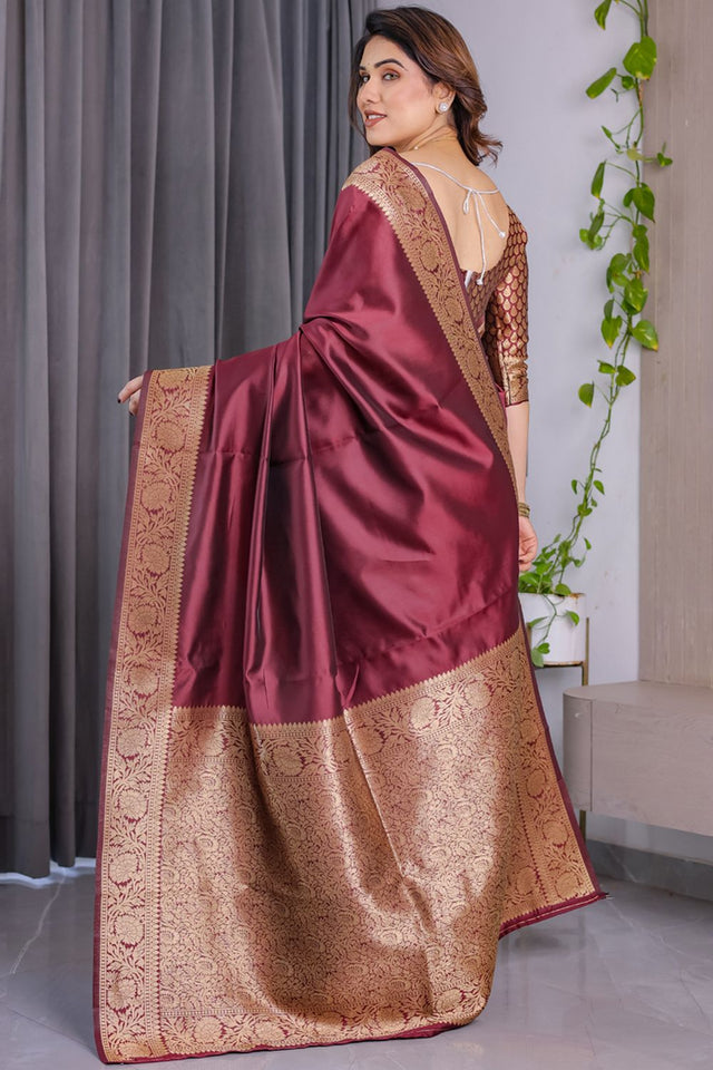 Maroon Zari Woven Art Silk Saree (JCQ2-MAROON)