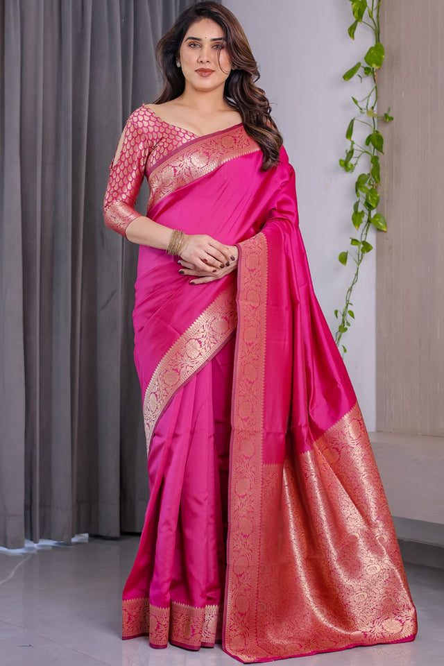 Pink Zari Woven Art Silk Saree (JCQ2-PINK)