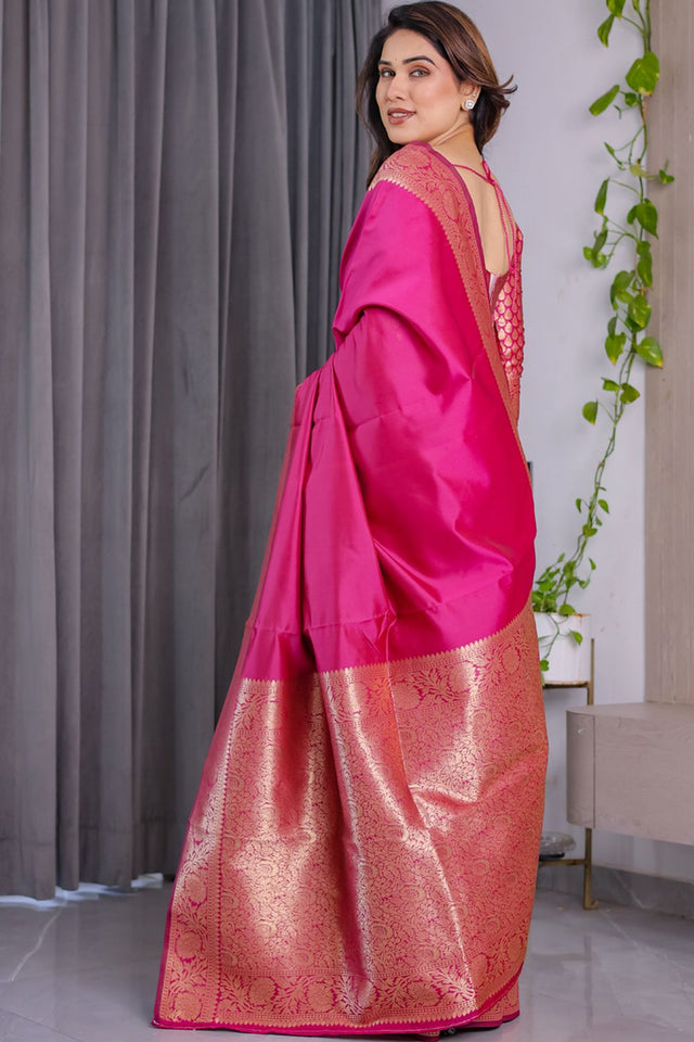 Pink Zari Woven Art Silk Saree (JCQ2-PINK)