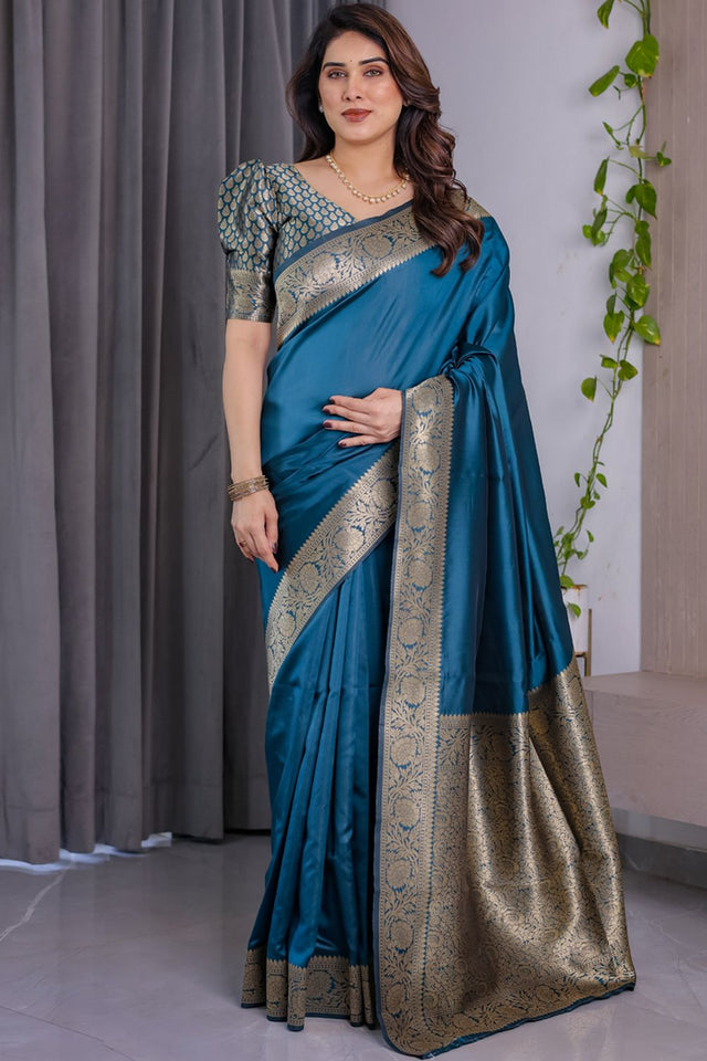 Turquoise Zari Woven Art Silk Saree (JCQ2-RAMA)