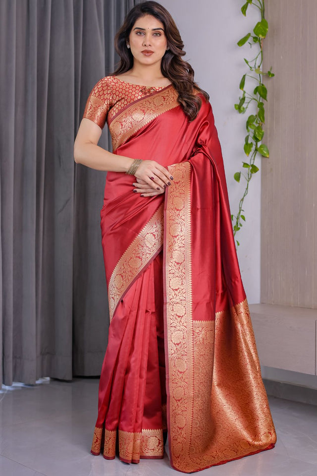 Red Zari Woven Art Silk Saree (JCQ2-RED)