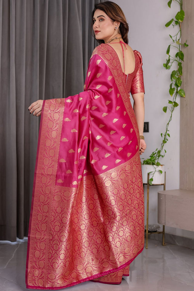 Pink Zari Woven Art Silk Saree (JCQ3-PINK)