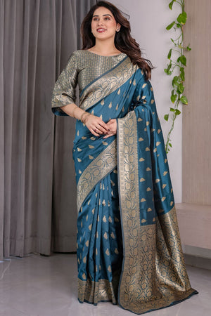 Turquoise Zari Woven Art Silk Saree (JCQ3-RAMA)