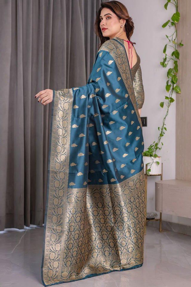 Turquoise Zari Woven Art Silk Saree (JCQ3-RAMA)