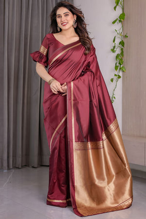 Maroon Zari Woven Art Silk Saree (JCQ4-MAROON)