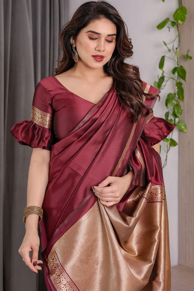 Maroon Zari Woven Art Silk Saree (JCQ4-MAROON)