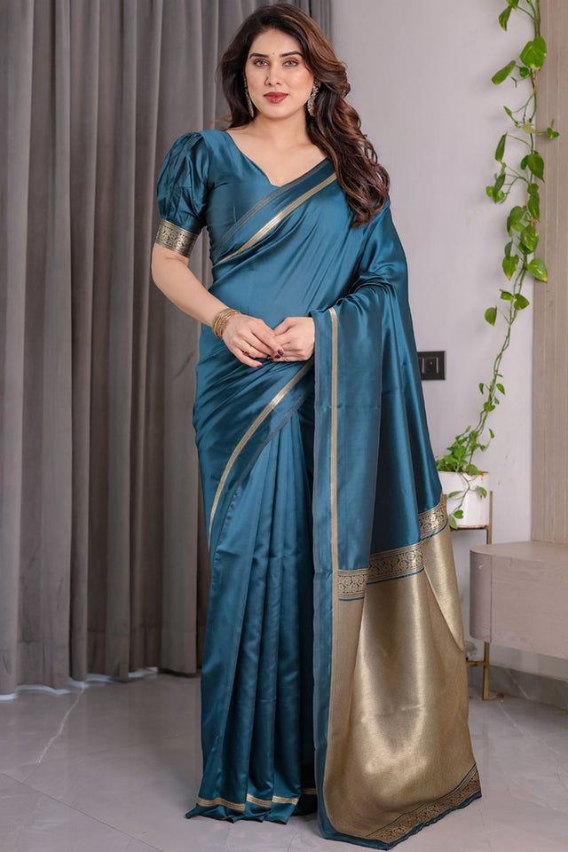Turquoise Zari Woven Art Silk Saree (JCQ4-RAMA)
