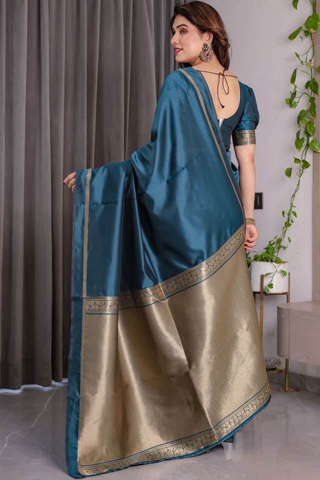 Turquoise Zari Woven Art Silk Saree (JCQ4-RAMA)