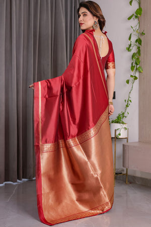 Red Zari Woven Art Silk Saree (JCQ4-RED)