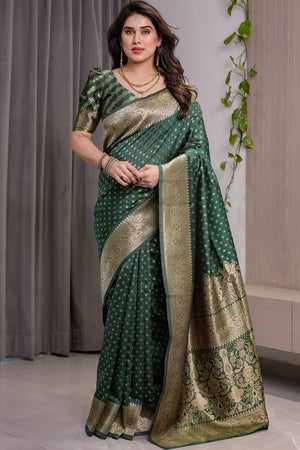 Green Zari Woven Art Silk Saree (JCQ5-GREEN)
