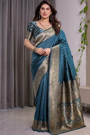 Turquoise Zari Woven Art Silk Saree (JCQ5-RAMA)