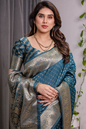 Turquoise Zari Woven Art Silk Saree (JCQ5-RAMA)