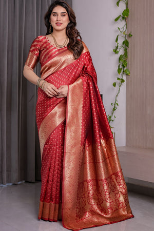 Red Zari Woven Art Silk Saree (JCQ5-RED)