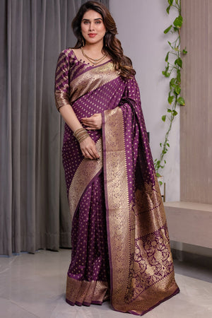Wine Zari Woven Art Silk Saree (JCQ5-WINE)