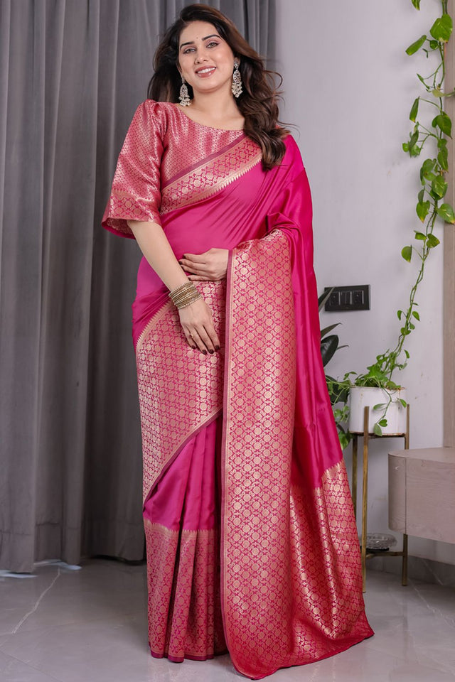 Pink Zari Woven Art Silk Saree (JCQ6-PINK)