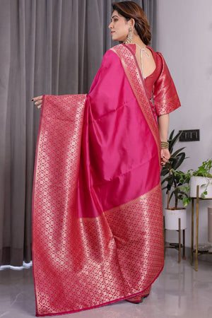 Pink Zari Woven Art Silk Saree (JCQ6-PINK)