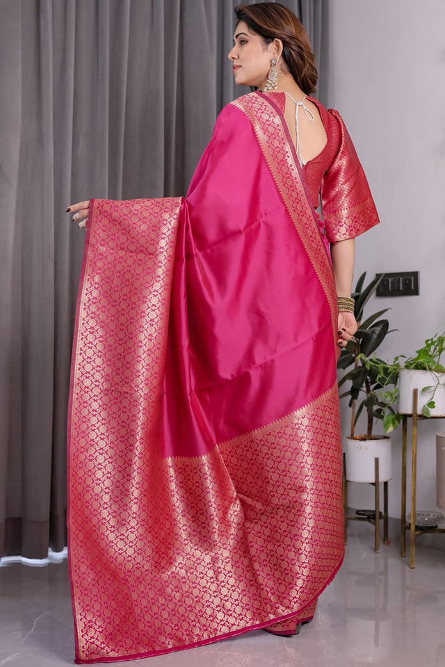 Pink Zari Woven Art Silk Saree (JCQ6-PINK)