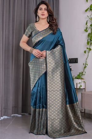 Turquoise Zari Woven Art Silk Saree (JCQ6-RAMA)