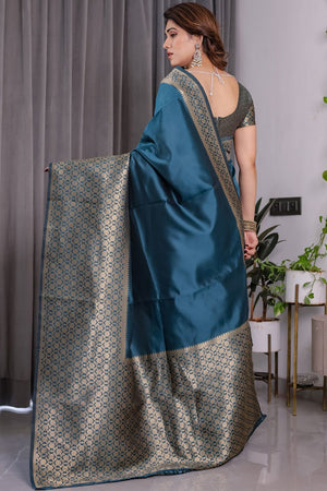 Turquoise Zari Woven Art Silk Saree (JCQ6-RAMA)