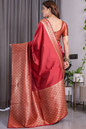 Red Zari Woven Art Silk Saree (JCQ6-RED)