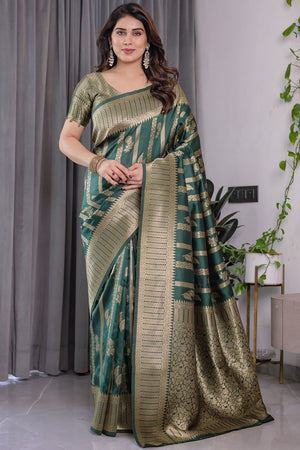 Green Zari Woven Art Silk Saree (JCQ7-GREEN)
