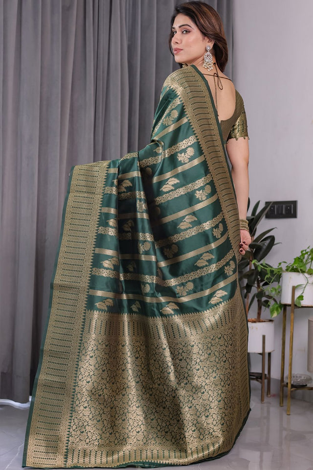 Green Zari Woven Art Silk Saree (JCQ7-GREEN)