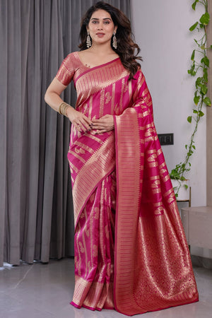 Pink Zari Woven Art Silk Saree (JCQ7-PINK)
