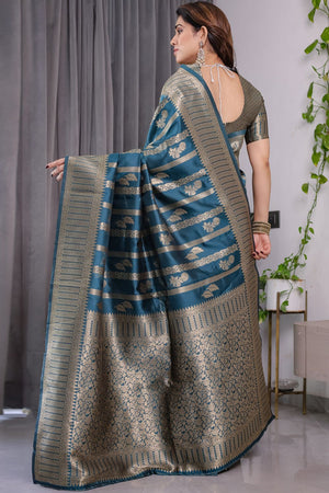 Turquoise Zari Woven Art Silk Saree (JCQ7-RAMA)