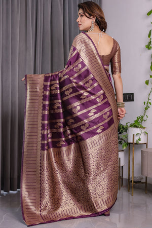Wine Zari Woven Art Silk Saree (JCQ7-WINE)